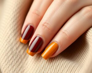 Dwukolorowy manicure: modne stylizacje na paznokciach tej jesieni